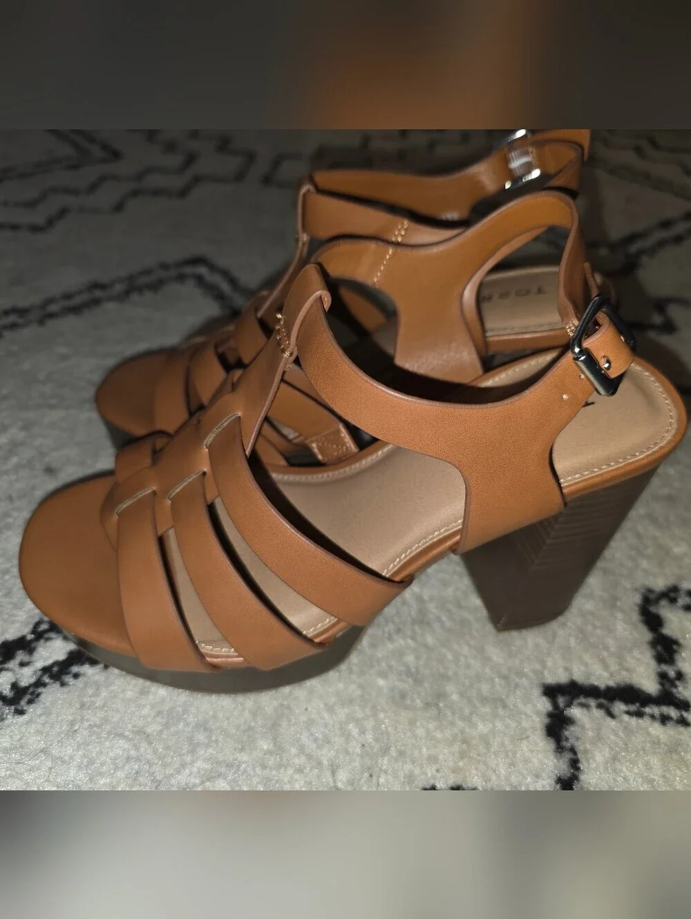 torrid Tan Leather Platform Strappy Heels